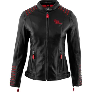 Rusty Stitches Amanda Damen Motorrad Lederjacke, schwarz-rot, / 38
