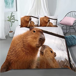 Bettwäsche 155x220 Grauer Capybara Kinder Bettwäsche 110g/m2 Microfaser BettwäSche-Sets, Bettbezug 155x220 mit ReißVerschluss + 2 Kissenbezug 80x80 für Kinder Junge Mädchen Erwachsene