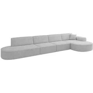 altdecor Eckcouch Samt 5-Sitzer Grau