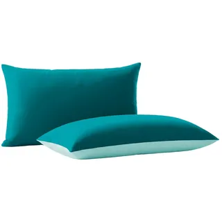 Wometo Kissenbezug Wende-Design 40 x 80 cm Türkis/Hellblau