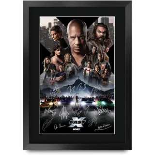 HWC Trading FR A3 Fast and the Furious 10 Fast X Vin Diesel Geschenke Geduckter Poster Signiertes Autogramm Foto für Fans von Film Memorabilien - A3 Gerahmt
