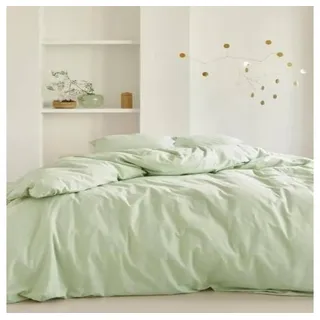Essenza Bettwäsche Guy Pistache 155 x 220 cm + 80 x 80 cm, Renforcé, 2 teilig grün