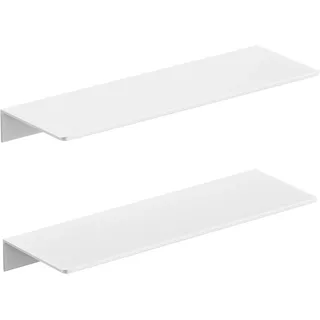 Glanzweiße Metall-wandregale, 2er-set, Aluminium-wandboard Ohne Bohren, Rostfrei, 40 Cm Breit, Für Deko & Aufbewahrung In Wohnzimmer, Schlafzimmer, Badezimmer