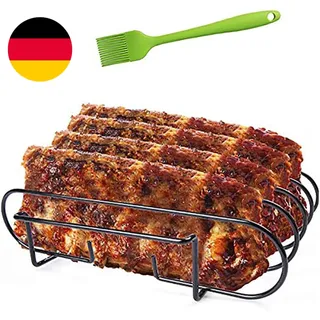 Spareribs Halter Grill, Edelstahl Braten Und Rippchenhalter Für 4 Rippchen, Geei