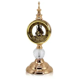 Quality Elegance Dekoobjekt Retro Goldene Mechanische Tischuhr mit Kristallfuß
