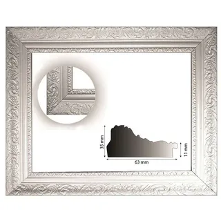 Bilderrahmen Neumann Einzelrahmen Barockrahmen weiß fein verziert 466 BIA, verschiedene Varianten Wechselrahmen | 30 x 40 cm