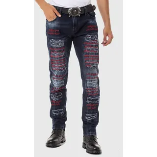 Cipo & Baxx Slim-fit-Jeans Jeans mit farbigen Ziernähten blau 30