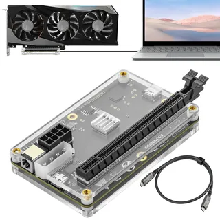 PCIE 3.0 x16 22Gbps eGPU Dock, Thunderbolt 4 Kabel, kompatibel mit externer GPU Intel AMD Grafikkarte für Windows Laptop Konsole mit Thunderbolt 3/4 USB 4, angetrieben durch PD/8Pin CPU/Molex/DC5521
