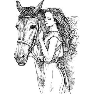 Ein Set Wandaufkleber Mit Einem Mädchen Und Einem Pferd, Wandtattoos Zur Wanddekoration.