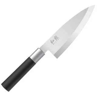 KAI Wasabi Black Deba 15,0 cm Klingenlänge - rostfreier 6A/1K6 Edelstahl poliert 58 (±1) HRC - schwarzer Polypropylen Griff - japanisches Hackmesser - Made in Japan