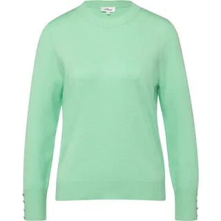 Feinstrickpullover aus Viskosemix mit Zierknöpfen - grün - 48