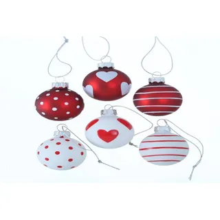 BOLTZE GRUPPE GmbH Weihnachtsbaumkugel Weihnachtskugel Lola Glas lackiert Ø 4 cm rot weiß 6er Set