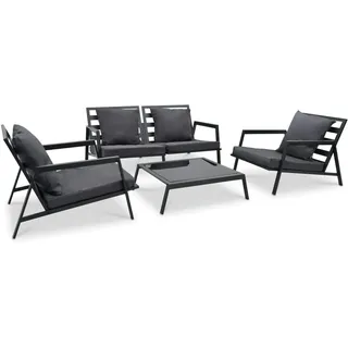 Chenshu 4-TLG. Garten-Lounge-Set mit Auflagen, Lounge Gartenmöbel Set, Terassenmöbel Wetterfest, Gartenlounge, Balkon Möbel, Garten Loungemöbel Set, Aluminium Dunkelgrau