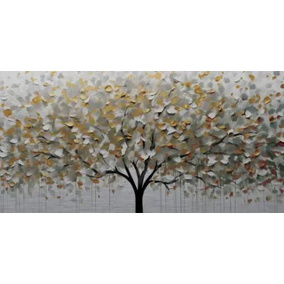 Euroart Aluminiumbild Silver Tree I, Mehrfarbig, Metall, rechteckig, 100x50x2 cm, einfache und schnelle Anbringung, Bilder und Zubehör, Wandbilder, Metallbilder