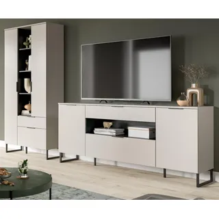 inn.furn WOHNWAND kaschmir, schwarz 290 cm, Komplettset mit Soft-Close-Funktion