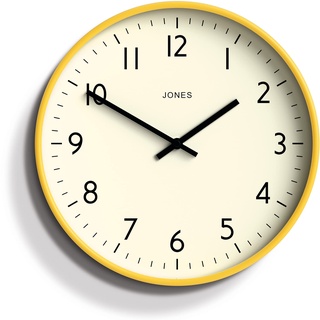 JONES CLOCKS® Studio Runde Wanduhr – Runde Uhr – Moderne Uhr – Designer Wand Uhren – Küchenuhr – Wohnzimmeruhr – Bürouhr – Leicht ablesbares Zifferblatt – 30cm (Gelb)