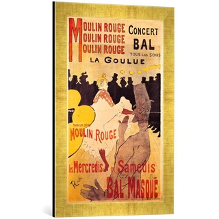 Gerahmtes Bild von Henri de Toulouse-Lautrec Poster Advertising 'La Goulue' at The Moulin Rouge, 1893", Kunstdruck im hochwertigen handgefertigten Bilder-Rahmen, 40x60 cm, Gold Raya