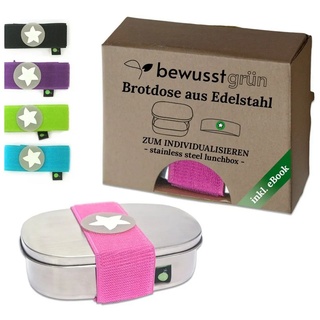 BewusstGrün Lunchbox »DottyBox Edelstahl Brotdose mit Fächern für Kinder«, BigBox, (Original DottyBox-System mit Klettband), Personalisierbare Brotdose für Kindergarten und Schule rosa