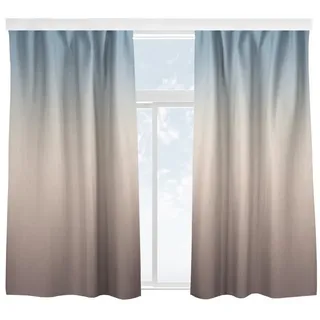 Bilderdepot24 Vorhang Gardine Abstrakt Modern Blau-Beige Farbverlauf Türvorhang Raumteiler (2 St), Multifunktionsband, blickdicht, Samt, Schiebegardinen Jugendzimmer Küche Schlafzimmer Schiebevorhang beige 130 cm x 150 cm