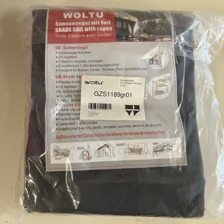 Woltu Sonnensegel Rechteck 2x3m Grau wasserabweisend Sonnenschutz Polyester Windschutz mit UV Schutz für Garten Terrasse Camping