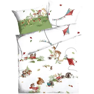 KAEPPEL Biber Bettwäsche Kites grün 100x135 cm + 40x60 cm - Grün