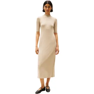 Tommy Hilfiger Damen Bodycon Kleid Slim Rib Midi Länge, Beige (Sandalwood), XXXL