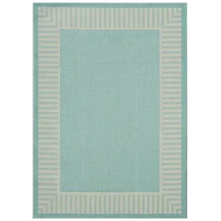 Vimoda Outdoorteppich In-und Outdoor Teppich Terrassen & Balkon Küche, Rechteckig, Läufer Outdoor Bordüre Motiiv in ver- Farben weiß Rechteckig | Ø 0 cm x 80 cm x 150 cm