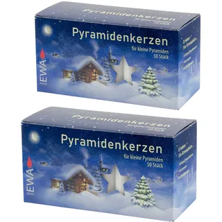 Sparpack Pyramidenkerzen Weiß – 2 x 50 Stück (100 Kerzen) – PK 50/500 Ø 14 mm x 74 mm – Ersatzkerzen für Weihnachtspyramiden & Schwibbögen