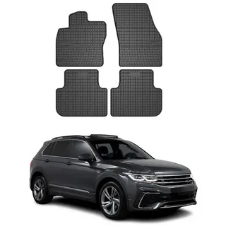Omac Auto-Fußmatten für VW Tiguan 2016-2025 Gummimatten Schwarz 4 tlg (4 St), für VW Tiguan 2016-2025 VW Tiguan 2016-2025, Antirutsch,Wasserfest,Einfache Installation schwarz