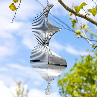 Metall Spirale Oval Windspiel 3D Windspiel 360° Spinner Hängeschild Baum Anhänger Sonnenfänger für Outdoor Wohnzimmer Fenster Korridor Hof Dekoration