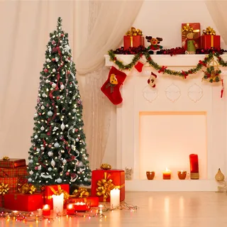 Künstlicher Weihnachtsbaum Slim 180 cm Schmal Tannenbaum ohne Weihnachtsdeko