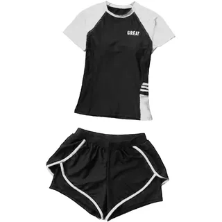 rockible Damen Badeanzug Surfing Neoprenanzug Kurzarm Bikini Sommer Schwimmoberteil und Shorts für Reisen Spa Strandparty Schwimmbad