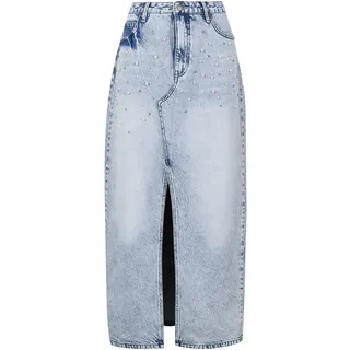 Apricot Amara Pearl Embellished Denim Midi Skirt hellblau 36