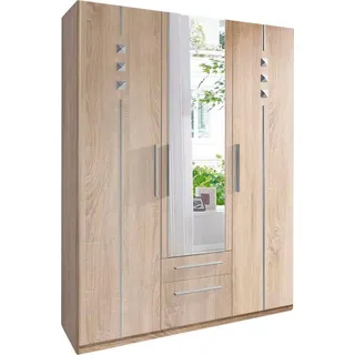priess Kleiderschrank 1-bis 5-türig, mit silberfarbigen Applikationen beige 140 cm x 193 cm x 54 cm