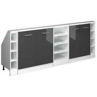 Vicco Dachschrägenschrank-Set Rion 210 x 83,8 x 46 cm Anthrazit Hochglanz/Weiß