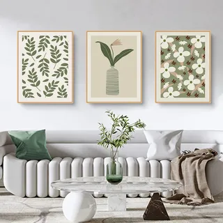 Sarah Duke 3er Poster Set Vintage, Abstrakt Pflanzen Blumen Wandbilder Kunstposter, Ohne Rahmen Print Leinwandbilder Wanddeko Wohnzimmer (50 x 70 cm)