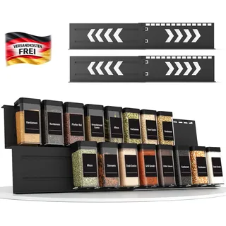 Gewürzregal Schubladen Organizer erweiterbar für Küche und Schrank, 2-4 Etagen