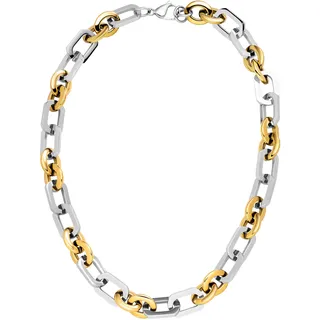 Kette ohne Anhänger JOBO "Statement Halskette", silber (edelstahlfarben), Halsketten, Damen, Edelstahl, L: 51, Edelstahl Bicolor-Optik 13 mm 51 cm