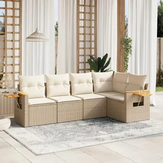 Faroom Balkon Ecklounge mit Stauraum Gartenlounge Klein Balkon Lounge Balkonsofa Kleiner Balkon Sitzecke Balkon Loungemöbel Gartensofa Ecksofa Balkonmöbel beige and Cream 5-tlg-Type-A109