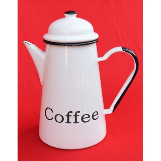 DanDiBo Kaffeekanne Kaffeekanne 578TB Coffee 1,0 L emailliert 22 cm Wasserkanne Kanne Emaille Nostalgie Teekanne weiß