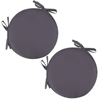 2 Stück Sitzkissen mit Bänder - 30 cm Rundes Stuhlkissen Sitzpolster für Stuhl Weiches Sitzkissen Sitzauflage für Autositz, Bürostuhl, Esszimmer Stühle Bänke und Alle Stühle (Dunkelgrau, 30 x 30 cm)