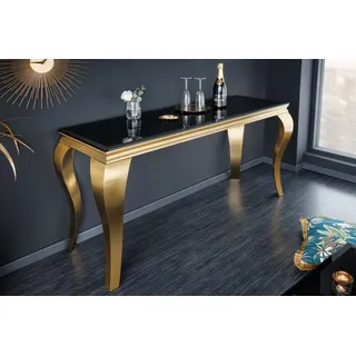 riess-ambiente Konsolentisch MODERN BAROCK 145cm schwarz / gold (Einzelartikel, 1-St), Flur · Opalglas · Edelstahl · eckig schwarz