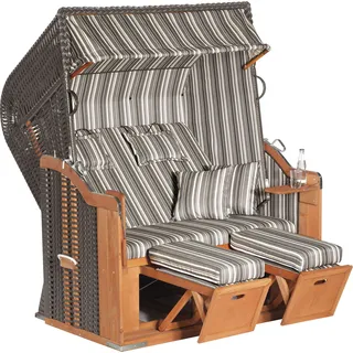 Sunny Smart Sunny Smart® Strandkorb Rustikal 250 XL Plus anthrazit, gestreift, anthrazit Kunststoff, Holz, 9-teilig