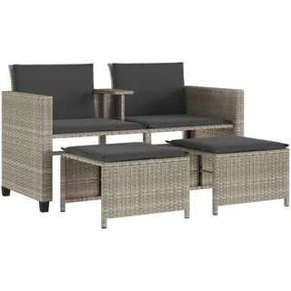 vidaXL Gartensofa 2-Sitzer Loungeset hellgrau