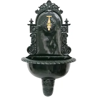 aubaho Brunnen 72cm Wandbrunnen grün Alu Waschbecken im Nostalgie Antik-Stil (c)