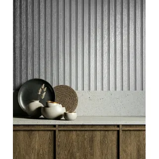 Tapete Metalloptik Silber Streifen Paneele hochwertige Vliestapete für Wohnzimmer Schlafzimmer 10,05 x 0,53m