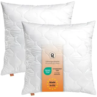 Kopfkissen 65 x 65 cm, 2er Set, Bettkissen, 100% Mikrofaser, für Allergiker geeignet, sleepling Basic 100 - Weiß