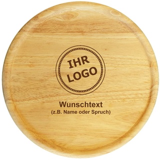 Sterngraf Servier-Teller 32 cm mit Gravur (Firmen-Logo) personalisierter Holz-Teller, Pizzateller - Geschenk-Idee für Mitarbeiter/Werbegeschenk, Motiv S9 Logo