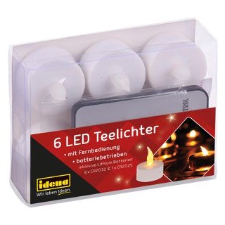 Idena LED-Teelichter 38204, weiß, flackernd, mit Fernbedienung, 6 Stück