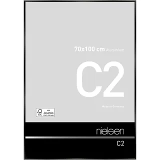 nielsen Bilderrahmen, 70 x 100 cm, Aluminium, Schwarz glanz, Posterrahmen zum Aufhängen im Hoch- & Querformat, Echtglas, C2
